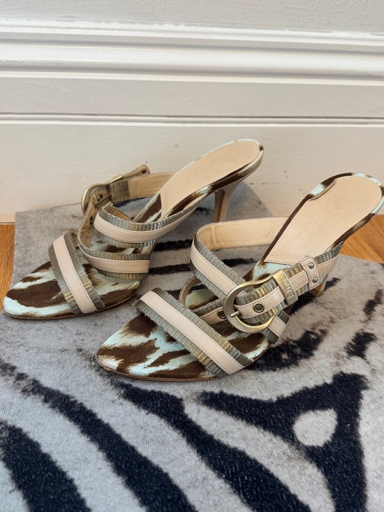 Dior Shoes - Dior Beige Strappy Heeled Sandals leopard print
